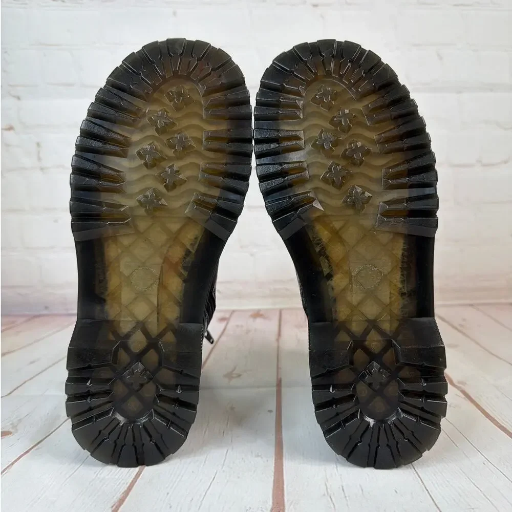 Dr. Martens Junior 1460 Sticker Print Leather Lace Up Black Boots Size 4 M/5 L